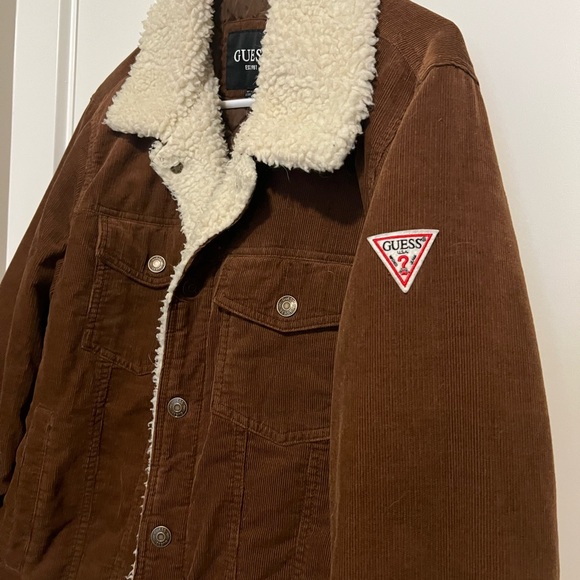 Guess Sherpa Collar Cord Trucker Jacket - Picture 8 of 8